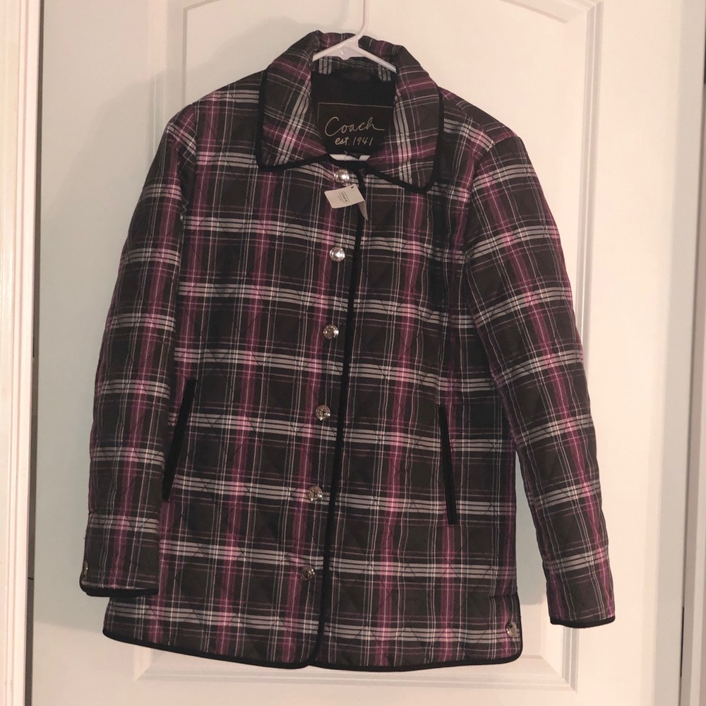 NWT COACH Plaid Diamond Quilted Puffer Jacket